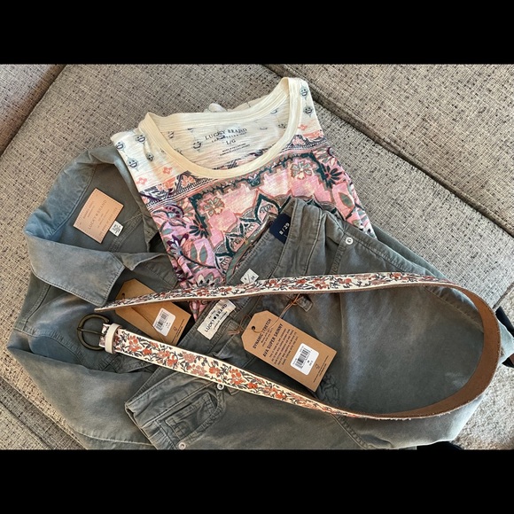 Lucky Brand Bundle (Sage Green Jacket, Jeans with matching Tee and Belt) - Picture 3 of 16